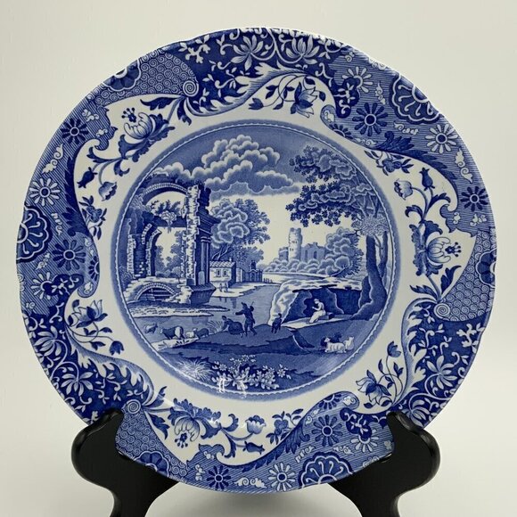 SPODE 8 1/2” SCALLOPED RIM BOWL “Blue Italian” Original Design c1860 ENGLAND - Picture 1 of 5